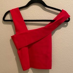 Super down asymmetrical sleeve top